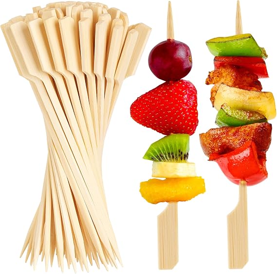 FATLODA 300PCS Cocktail Picks, Flat Bamboo Skewers for Appetizers, 4.7 in