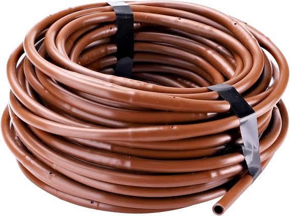 Raindrip R283DT 1/4-Inch Drip-A-Long Dripline with 1/2 GPH Non-Pressure Compensating Emitters, 12-Inch Spacing, 50-Foot, for Drip Irrigation and Drip Irrigation Systems, Brown