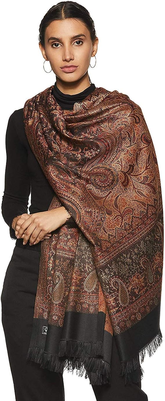 Weavers Villa Women's Pashmina Wool Blend Indian Handicraft Woven Shawls, Scarf, Wraps [Large Size: 40" X 80"]