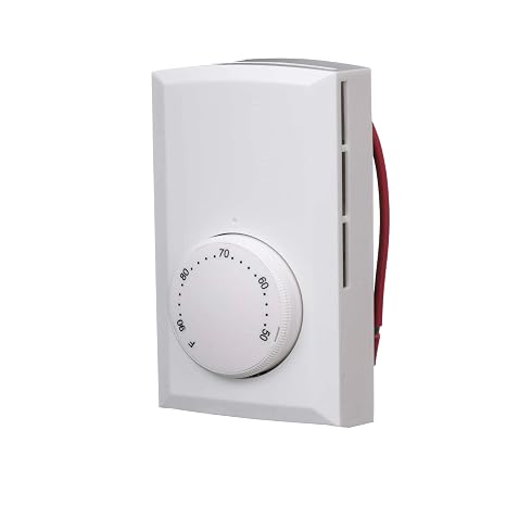 Cadet T Series Single Pole Mechanical Thermostat (Model: T521-W, Part: 72865), 22 Amp, 120/208/240 Volt, White