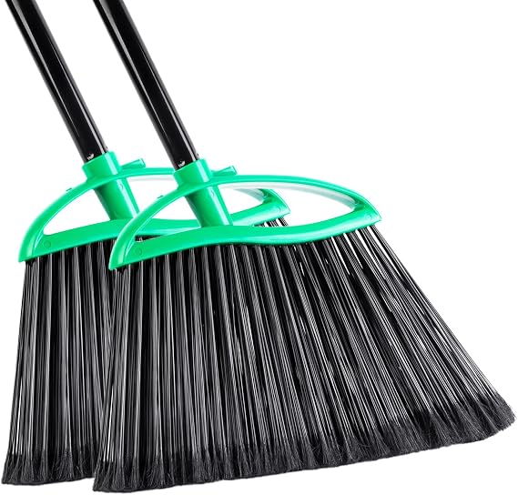 2 Pack Heavy Duty Brooms, 55" Long Handle Angle Broom Set