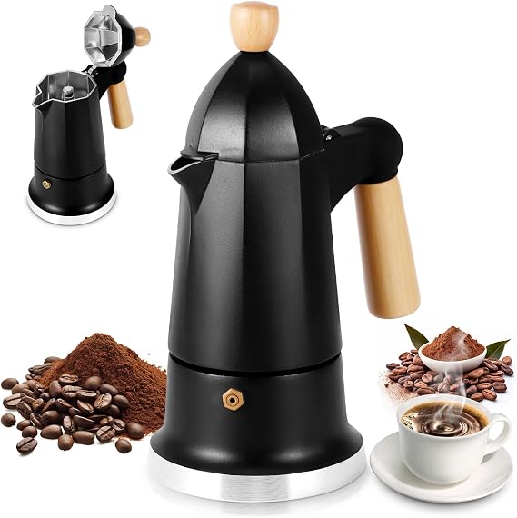 ZONJIE Moka Pot - Espresso Maker 3 Cup Stainless Steel Italian Coffee Percolator, Stovetop Coffee Maker 150ml, Suitable for Gas, Ceramic Hobs, Gift for Men & Women