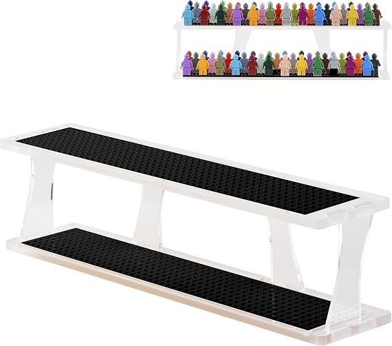Tapeera Tabletop Stackable Minifigure Display Case for 72 Figures, Acrylic Showcase Compatible with LEGO, Mini Building Brick Block Sets Shelf Organizer (Black, Tabletop)