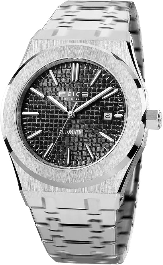 FEICE Mens Watches Mechanical Automatic Watch 5ATM Waterproof Stainless Steel Luxury Watches Casual Business Watches Dress Watches for Men FM019 Black