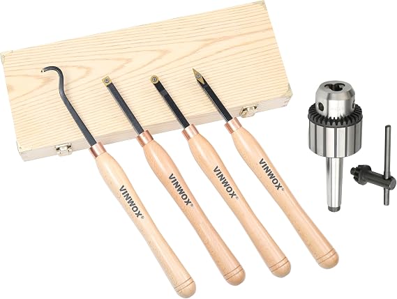 Mini 4 PCS Carbide Turning Tool Set and Drill Chuck
