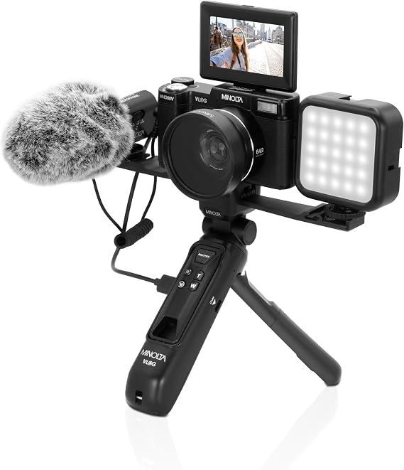 Minolta MND60V 64MP 4K60FPS Ultra HD Auto Focus Vlogging Content Creator's Camera Kit