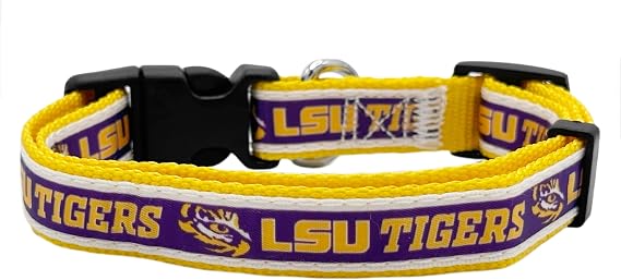 Pets First Collegiate Pet Accessories, Dog Collar, LSU Tigers, Large