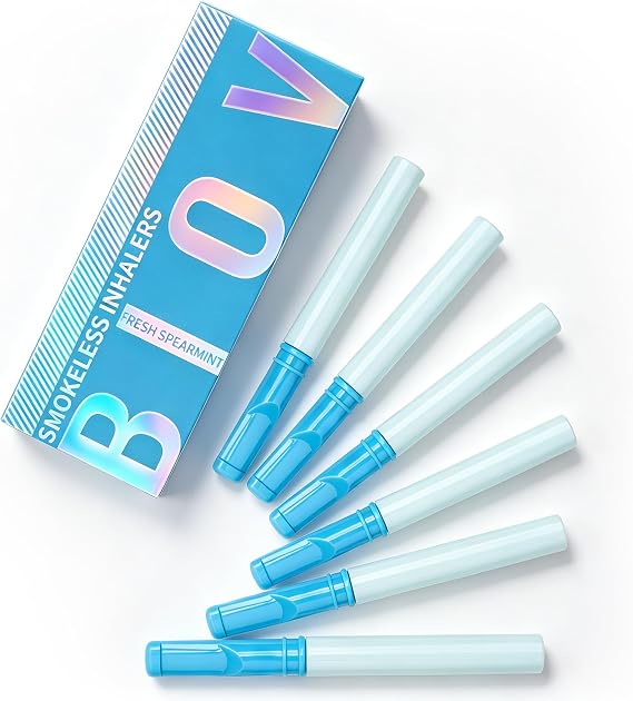 Diffuser Sticks 6 Pack, Non Electric Plant-Based Long-Lasting Flavored Air Refreshing Support, Lung Cleasing Refreshing Oral Comfort, Natural Quit Smoking Aid, Fresh Spearmint