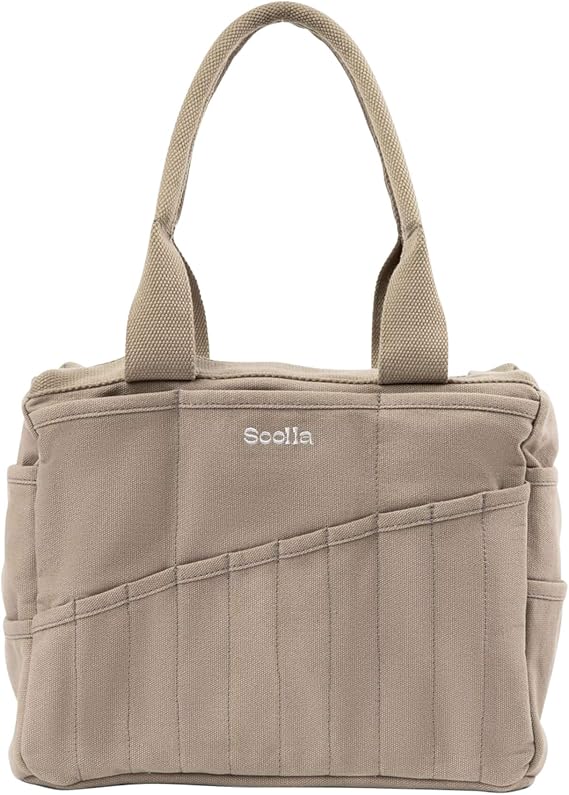 Soolla Studio Bag: Pottery Tool Bag & Craft Storage, Art Supply Organizer, Washable Tote, Knitting Yarn, Crochet Projects, 30 Pockets, 20+ Canvas Colors, Gift for Artists & Teachers (Graphite)