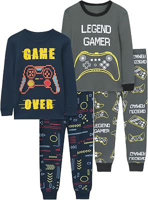 Boys 4-Piece Pajamas Cotton Christmas Halloween Pjs Set Kids Sleepwear