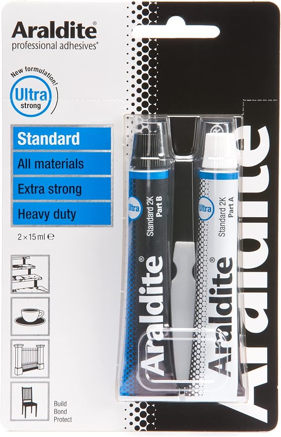 Araldite Heavy Duty Epoxy Adhesive | Ultra Strong 2-Part Epoxy Glue | Solvent-Free Professional Grade Strength for All Materials | Slow Cure for Bonding and Repairing | Standard, 2 x 15ml, Clear