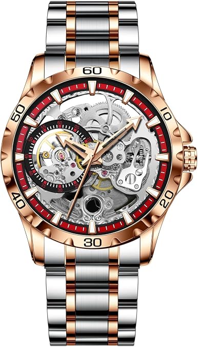 Men's Skeleton Automatic Watch - Steel Band, Waterproof, Self-Winding Mechanical Movement