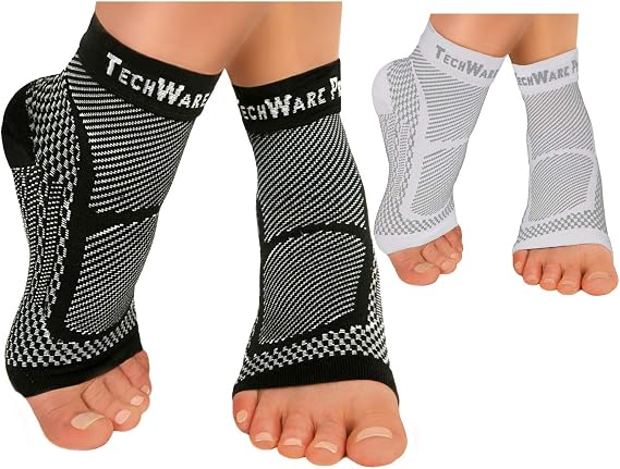 Compression Sock Sleeve 2 Pr Bundle Black & White L/XL