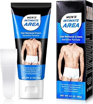 Hair Removal Cream for Men, Intimate/Private Body Cream for Unwanted Hair in Underarms, Private Parts, Pubic & Bikini Area, Painless Flawless Depilatory for All Skin Types (1)
