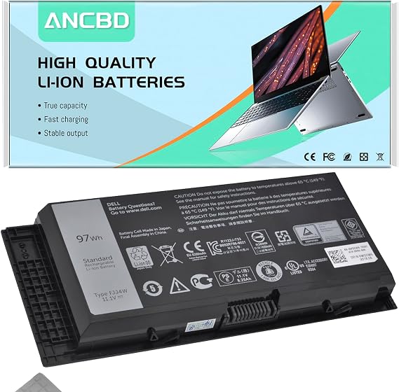 New Laptop FV993 FJJ4W Battery for Dell Precision M4600 M4700 M4800 M6600 | M6700 M6800 Series Battery Fits Type KJ321 R7PND RY6WH 7DWMT JHYP2 K4RDX PG6RC 0TN1K5 T3NT1 V7M28 H1MNH N71FM 11.1V/97Wh
