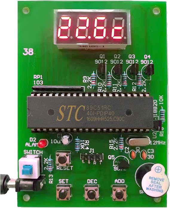 DIY Soldering Practice Kits DS18B20 Temperature Sensor Module DIY Electronic Kits Soldering Project Kit 0-99 C (32F-210F) Dingdong Store