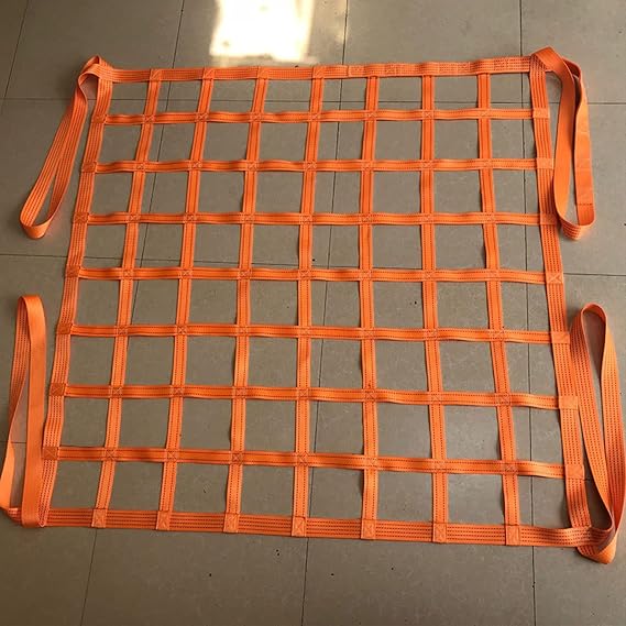 Cargo Lifting Net - Suspended Polyester Cargo Hoisting Net, Safe Outdoor Climbing Net, Tear-Resistant Rope Lifting Net, Customizable, Orange (Size : 1.5 X 1.5M/Mesh 10cm/Load 2.5t)