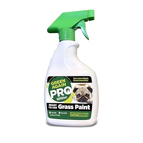 Pre-Mixed Grass and Turf Paint - All Natural Pet-Friendly Lawn Colorant Turns Spots Green Again with Eco-Friendly Point-and-Spray Application (16 oz) (Cool Season Grasses)