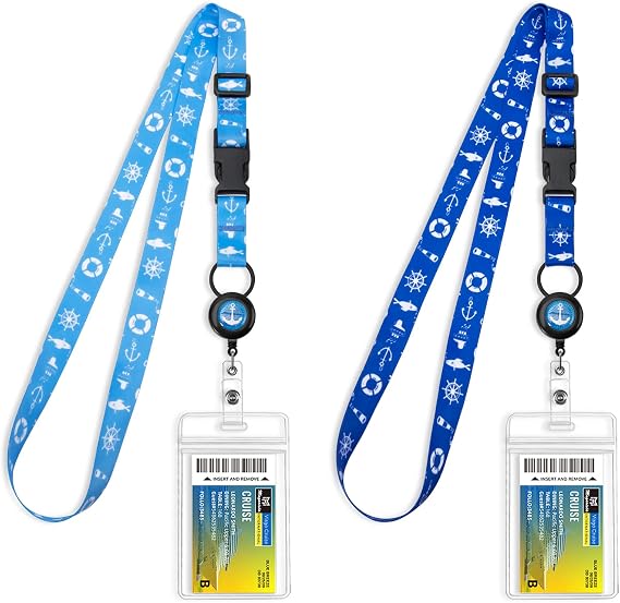 MNGARISTA Cruise Lanyards, Adjustable Lanyard with Retractable Reel, Waterproof ID Badge Holder for All Cruises Ships Key Cards, 2pack