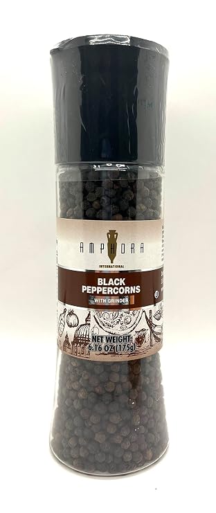 Amphora Kosher Black Peppercorns With Grinder - 6.16 Oz (175 Gr)