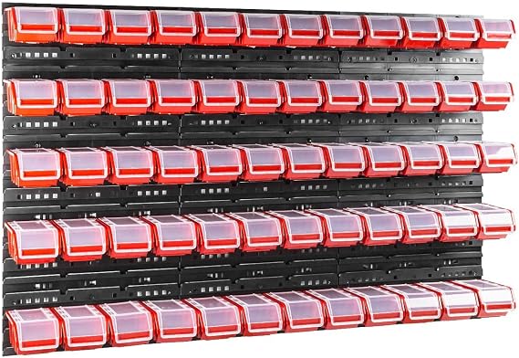 Pack of 60. Box with Lid and Wall Shelf 120 x 80 cm Stacking Boxes Storage System