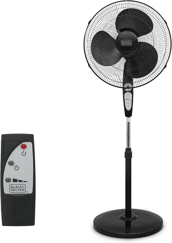 BLACK+DECKER 18" Oscillating Pedestal Fan with Remote, BDSF18MB, Black