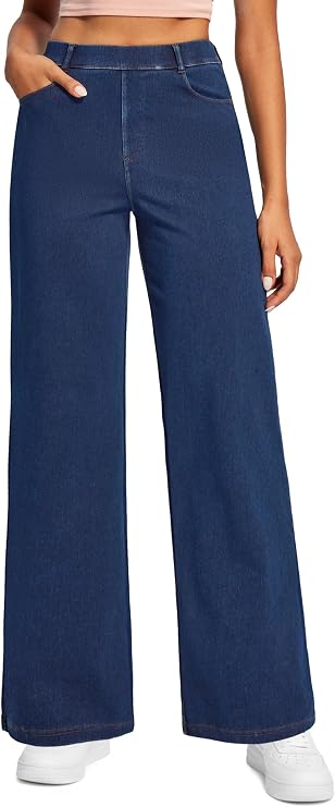 Wide Leg Jeans for Women Stretchy Pull On Sweatpant Jeans Women Casual