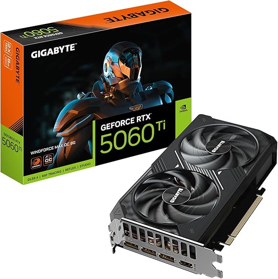 Gigabyte GeForce RTX 5060 Ti WINDFORCE MAX OC 8G ekran kartı – 8 GB GDDR7, 128 bit, PCI-E 5.0, 2617MHz çekirdek frekansı, 3 x ekran bağlantı noktası, 1 x HDMI, NVIDIA DLSS 4, GV-N506TEAGLEMAX OC-8GD