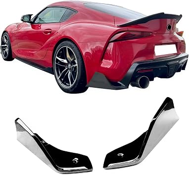 IKON MOTORSPORTS Rear Aprons, Compatible with 2020-2026 Toyota Supra & GR Supra A90 A91, AG Style Gloss Black ABS Plastic Rear Bumper Lip Lower Side Spat Valance Winglet Canard Protector 2PCS