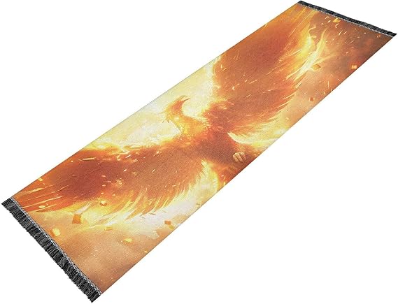 Washable Runner Rug Phoneix Fire Sky 2 x 6 Non Slip Runner Rug for Hallways Entryway Bedroom Floor Carpet Runner- Soft Thin Mat with Rubber Backing for Family Pet