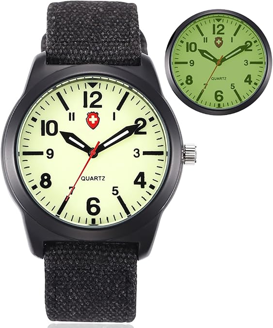 Gosasa Unisex Military Field Watch, Analog Quartz Watch with Nylon Strap | Luminous Dial, Nylon Strap, Sport Tactical Watch, Easy-Read, Fashion Casual Style, Water Resistant for Outdoor and Daily Wear