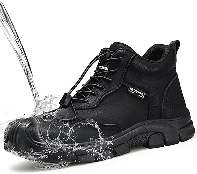 Steel Toe Shoes for Men Lightweight Work Shoes Comfortable Mens Work Boots Indestructible Safety Shoe for Men Industrial Construction Steel Toe Sneakers Soft Mens