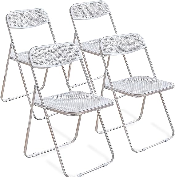 4 Pack Plastic Folding Chair Foldable Plastic Chair, Outdoor Indoor Portable Party Chairs,Stackable Commercial Seats with Steel