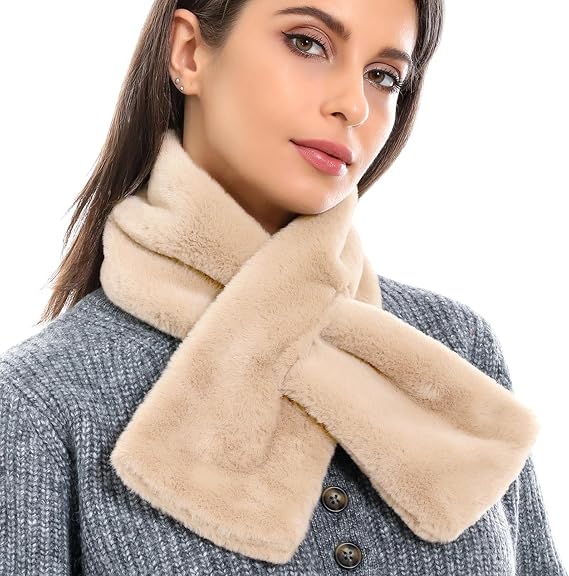 Faux Fur Collar Scarf for Women Winter, Fluffy Scarves Neck Shrug for Cold Weather