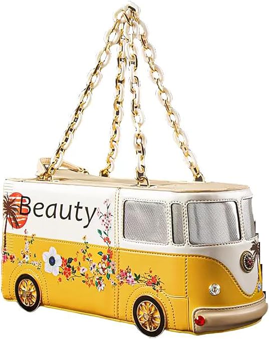 Genuine Leather Car Shaped Chain Shoulder Bag for Women Handbag Purse