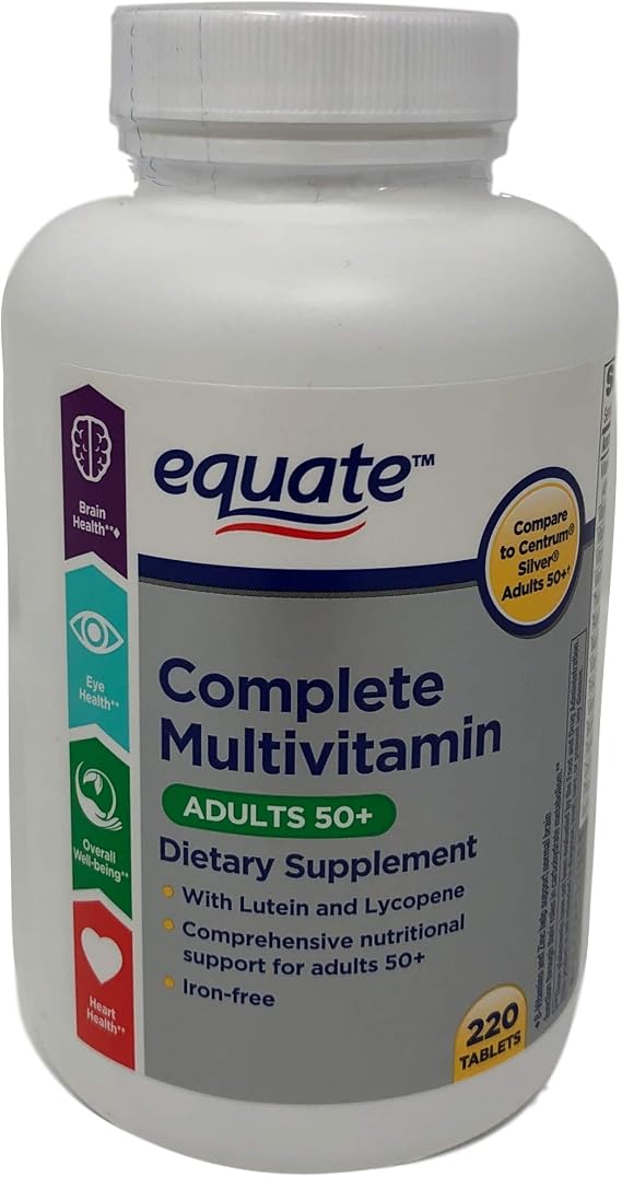 Equate Mature Complete Multivitamin with Lycopene Tablets, 220-Count Bottle