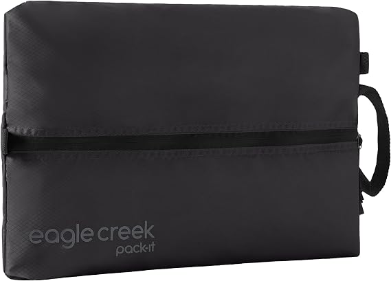 Eagle Creek Pack-It Isolate Shoe Sack, Black | Shoe Sack for Travel, Lightweight and Portable, Washable, Water-Resistant, Easy-Grab Zipper, Top Handle
