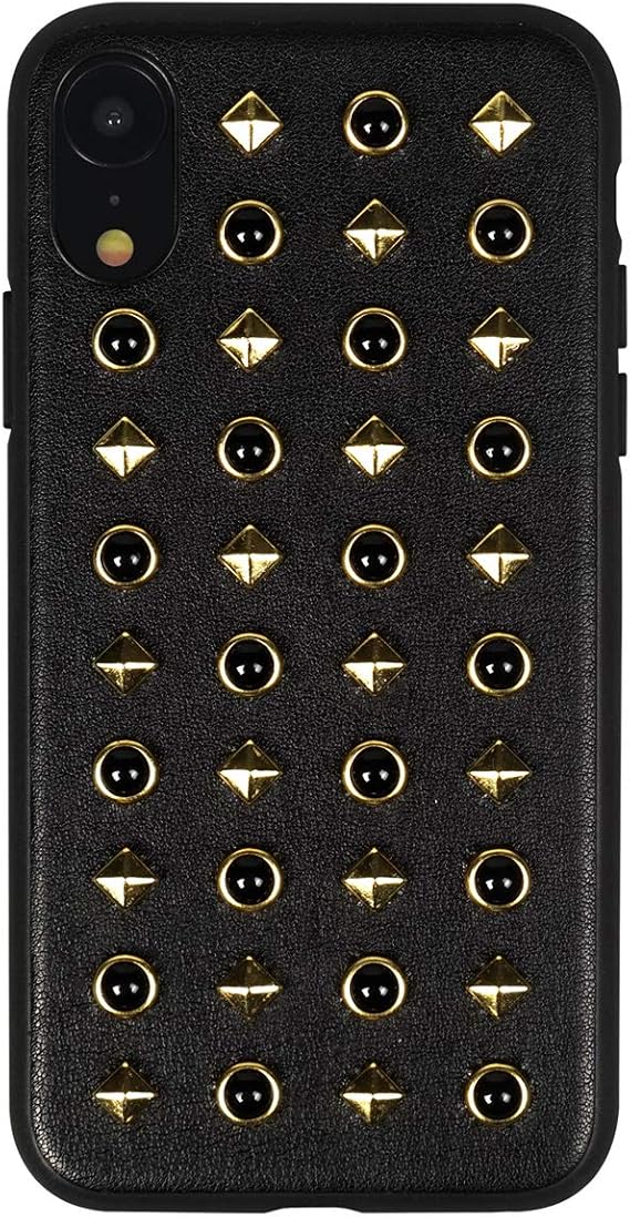 GAZE GZ13475i61 iPhone XR Case, Glitter OX, Gold, 6.1-Inch iPhone Cover, Studs, Wireless Charging Compatible
