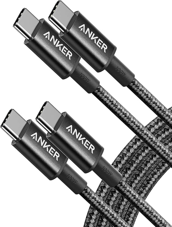 Anker 100W USB C to USB C Cable, 2-Pack Fast Charging Cable (Black,1.8m)