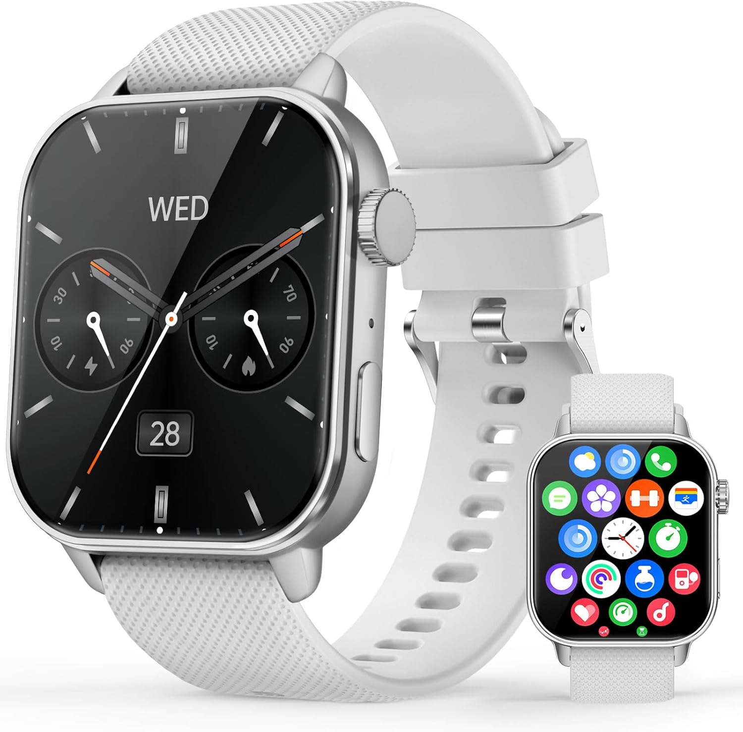 Smartwatch Men Women 1.85 Inch HD AMOLED Touch Fitness Watch with Bluetooth Calls 120+ Sports Modes Fitness Tracker with Pulse SpO2 Sleep Monitor IP68 Waterproof Sports Watch for Android iOS