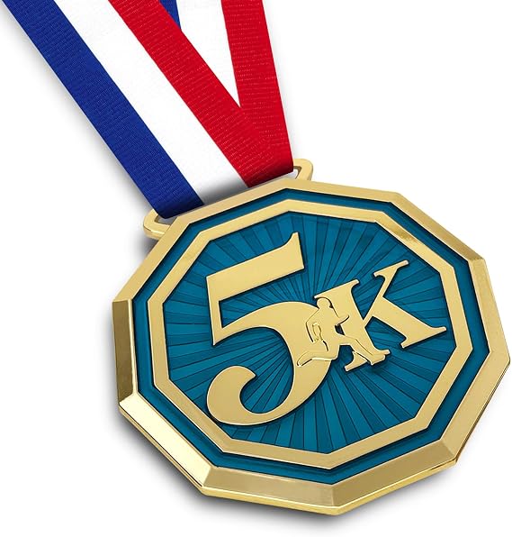 5K Running Medals, 3'' Heavy Duty Track Medals, Double-Sided 3D Engraved Trophy Medal Award for Adult Sports Competitions & Race Walk Tournaments