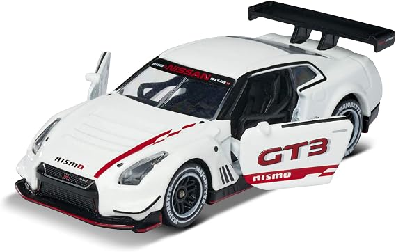Majorette Racing Nissan GT-R Nismo GT3 Toy Car Wheel Opening Parts Trading Card 7.5cm White for Children Aged 3+