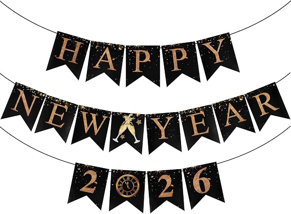 baotongle Happy New Year Banner 2026 New Years Eve Party Supplies 2026 New Years Banner 2026