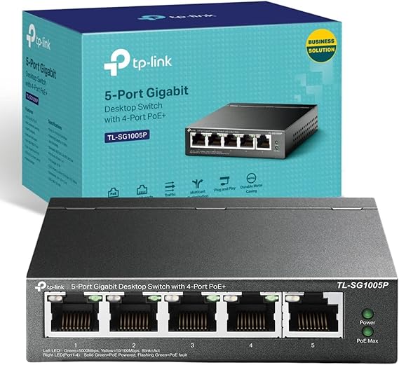 TP-Link TL-SG1005P 5-Port Gigabit PoE+ Switch, Metal Network Switch
