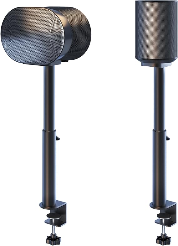 Desk Clamp Speaker Stand for SONOS Era 100 SL, Era 100 and Era 300 - Height Adjustable Desk Speaker Mount,Concealed Cable Management, Max Load 11 lbs, Pack of 2, Black
