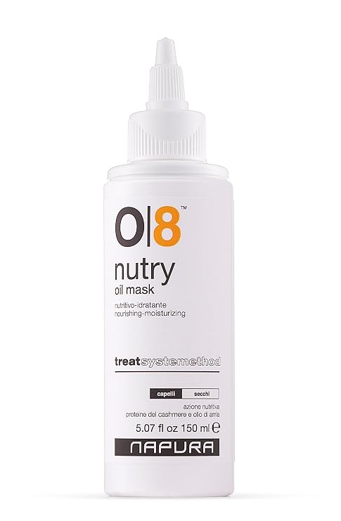 NAPURA O8 Intense Moisture Hair Oil Treatment Mask for Dry, Damaged Hair with Cashmere Proteins, Amla, Jojoba, Avocado Oil (5.07 fl oz) - Nourishes, Restores Elasticity & Enhances Shine for Dull Hair