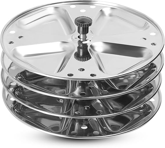 KSJONE Stainless Steel Idli Stand | 4-Plates Idli | Idli Preparation | Supreme Quality Food Grade Idli Stand | Makes 16 Idlis (Traingle Shape)