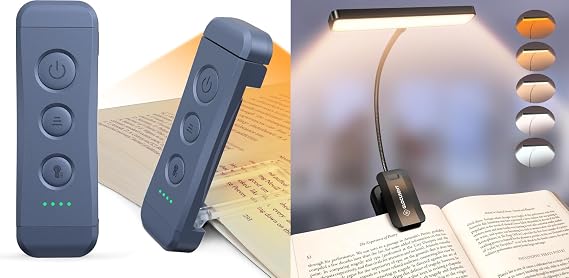 Glocusent Book Light Duo: 26 LED Wide EyeCaring Lamp + UltraLight ClipOn Light ShadowFree Bed Reading Meets PocketSized Portability, from Bedside to Travel