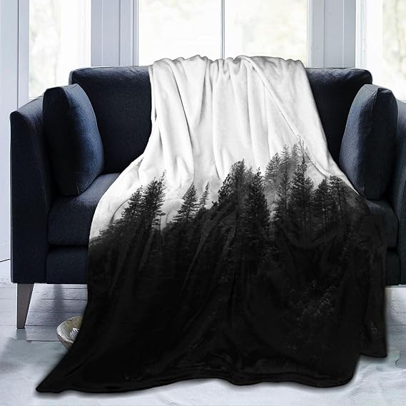 Black Forest Fleece Throw Blanket - 40 x 50 inches Queen Size Soft Plush Throw Blanket for Indoor or Outdoor Use - Warm Plush Throw Blank for Women, Men and Kids