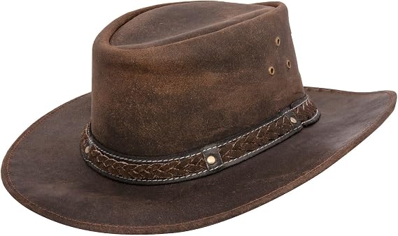 Cowboy Aussie Real Leather Hat Australian Brown Western Outback Bush Hat